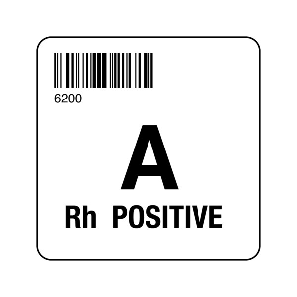 ISBT 128 A Rh Positive 2" x 2"